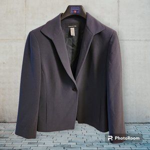 Women's Jones New York Blazer Black One Button Front Slit Pockets Sz 12 EUC